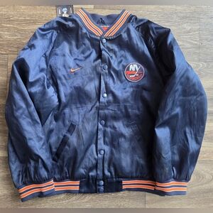 Nike New York Islanders NHL Satin Bomber Jacket Youth Kids Medium 12-14